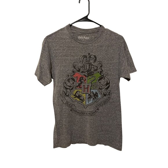 Harry Potter Hogwarts Crest Gray T-Shirt S Polyester Cotton Blend Unisex F-7-104 - Picture 1 of 5